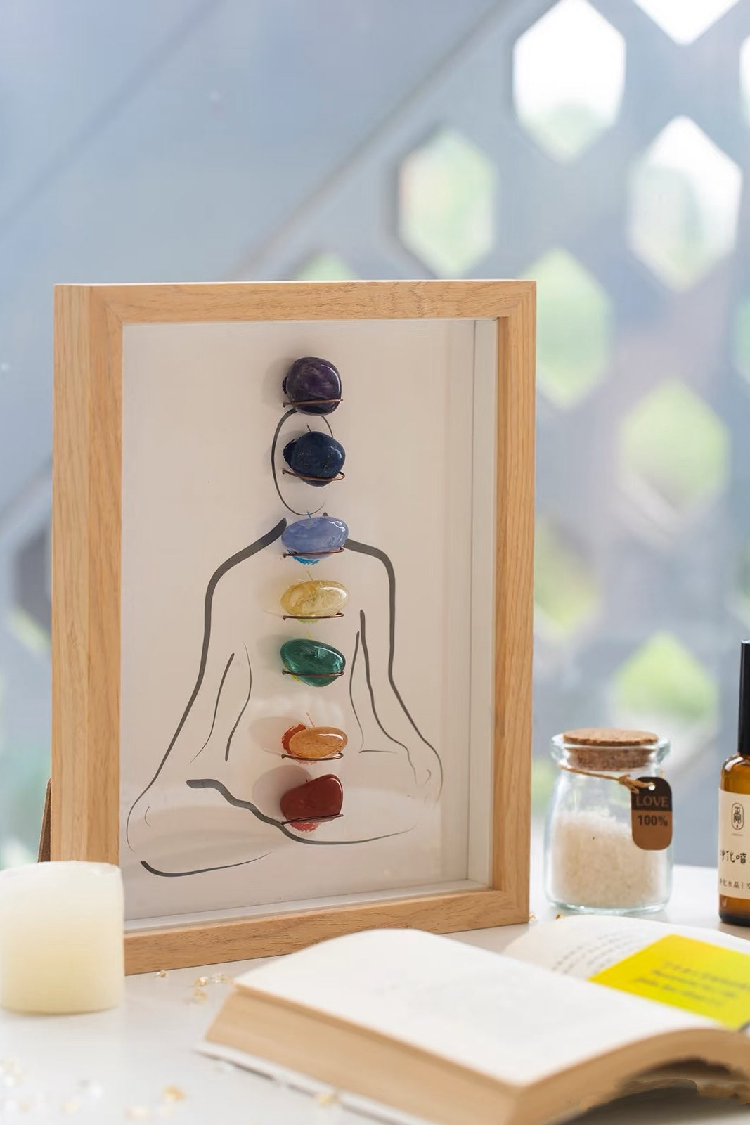 7 Chakra Healing Gemstone Picture Frame (Removable)