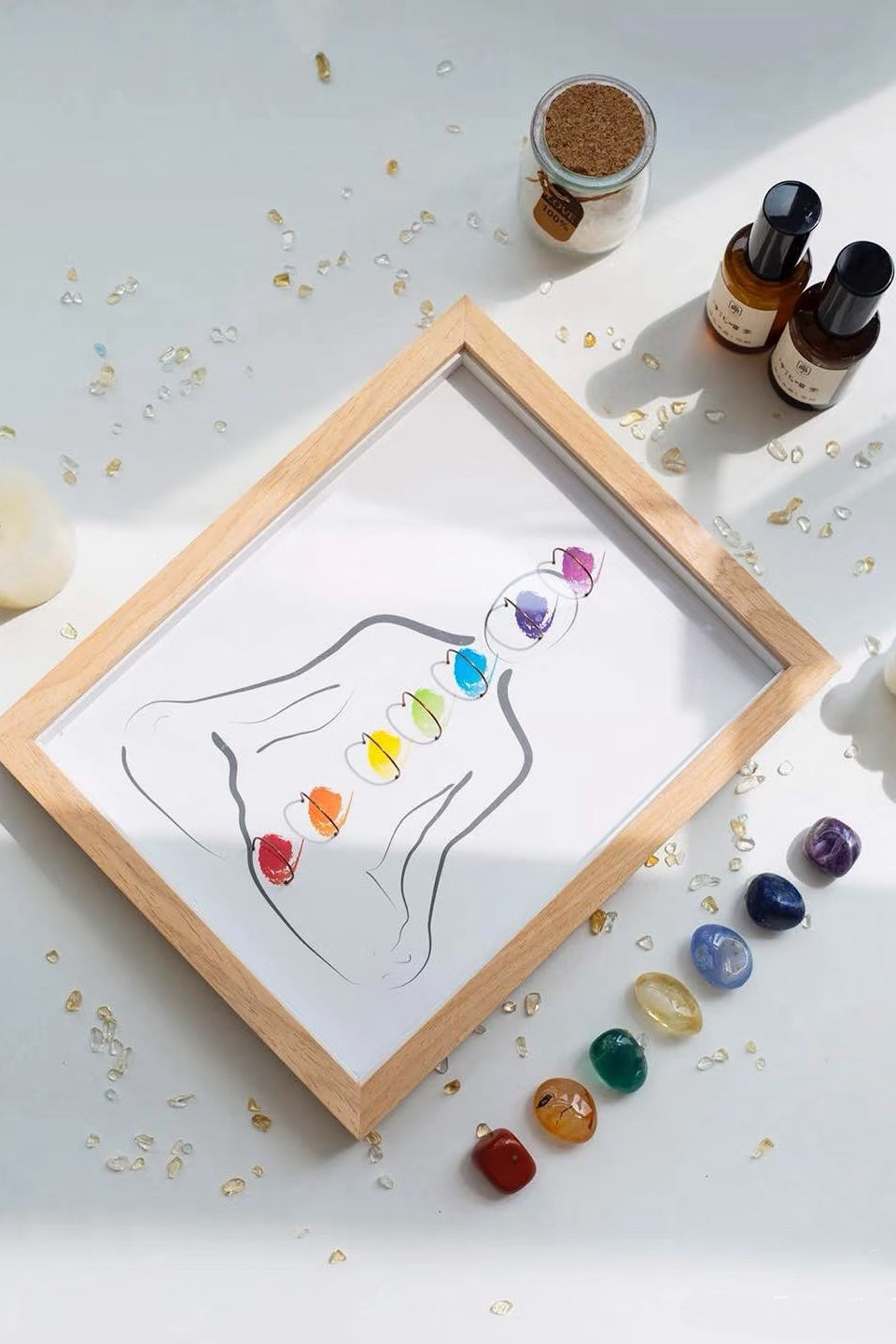 7 Chakra Healing Gemstone Picture Frame (Removable)