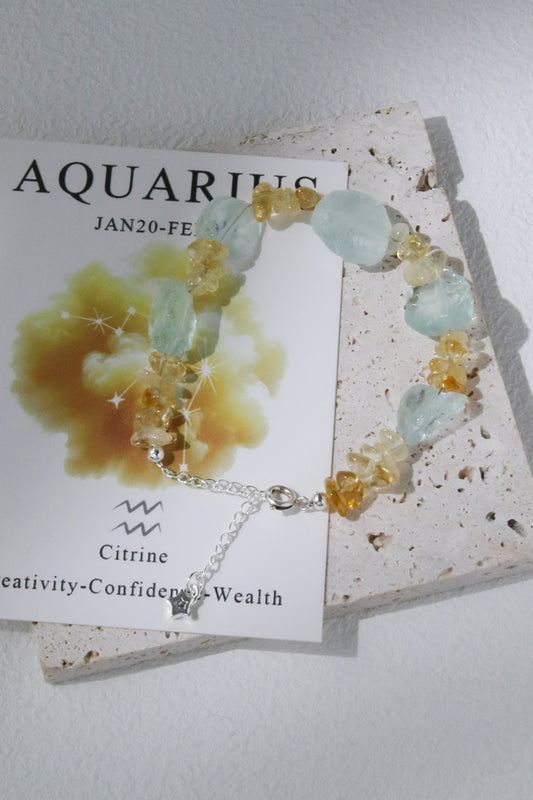 Aquarius Citrine Zodiac Bracelet