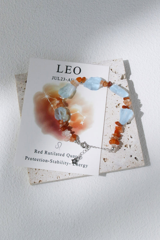 Leo Red Rutilated Zodiac Bracelet