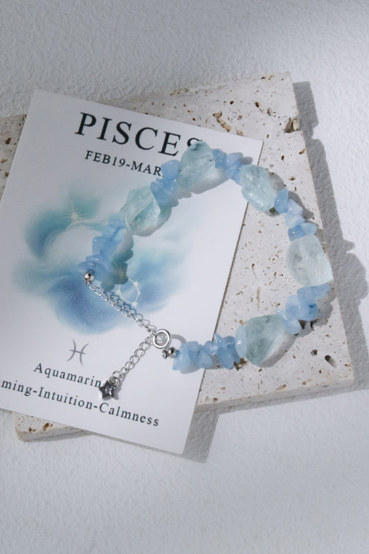 Pisces Aquamarine Zodiac Bracelet