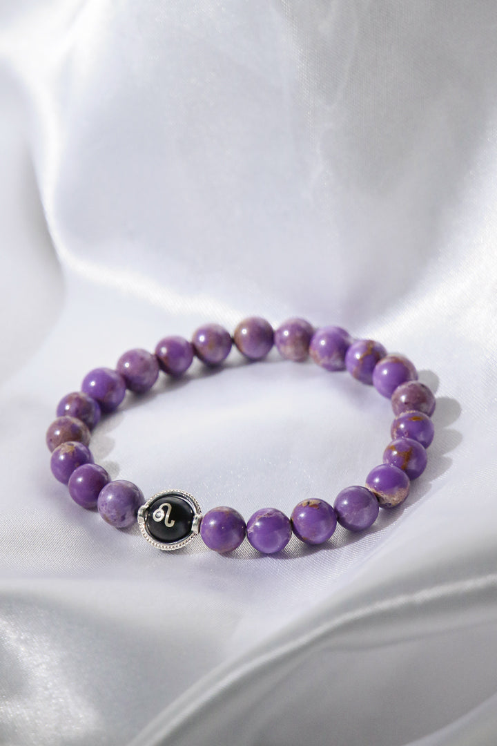 Purple Lepidolite Leo Zodiac Bracelet
