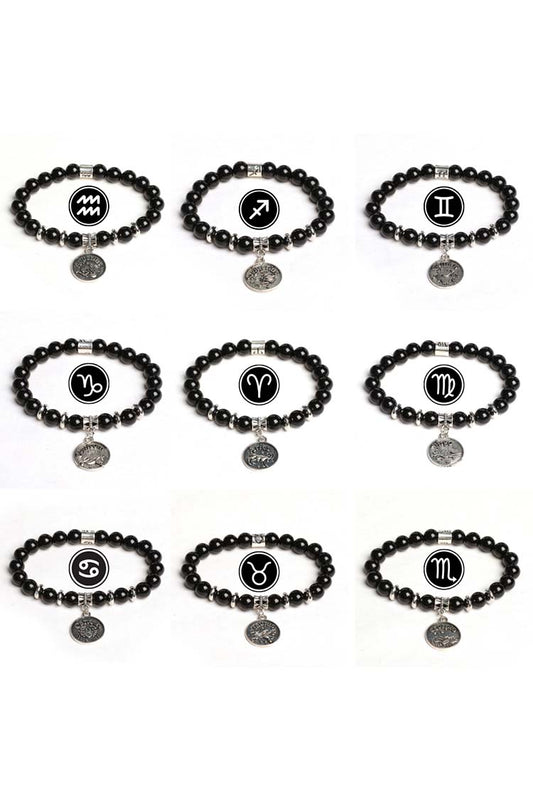 Zodiac Shield – Obsidian Zodiac Pendant Bracelet