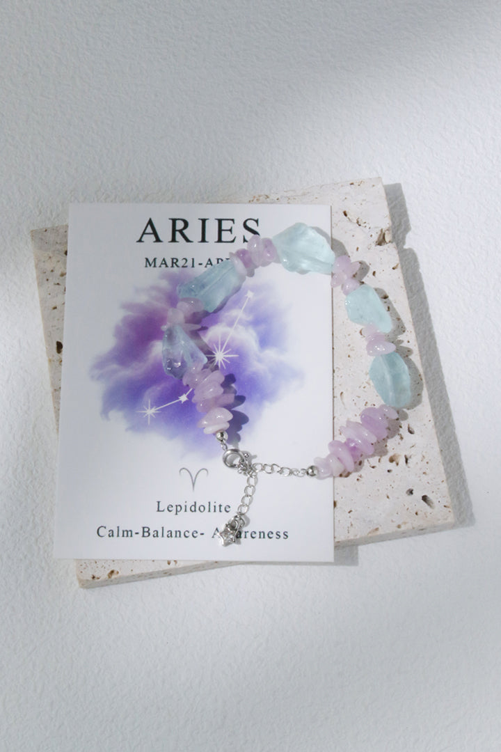 Aries Lepidolite Zodiac Bracelet