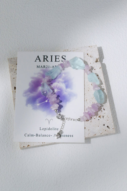 Aries Lepidolite Zodiac Bracelet