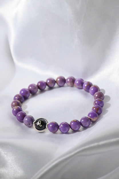 Purple Lepidolite Leo Zodiac Bracelet