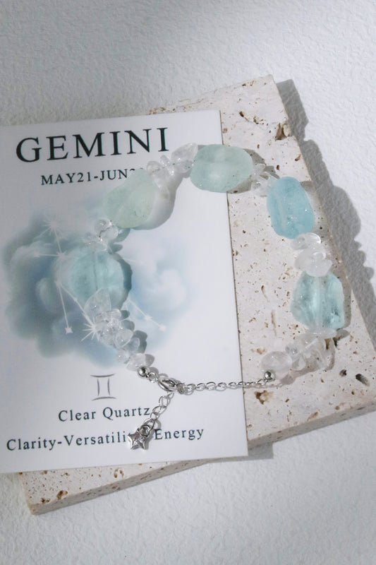 Gemini Clear Quartz Zodiac Bracelet